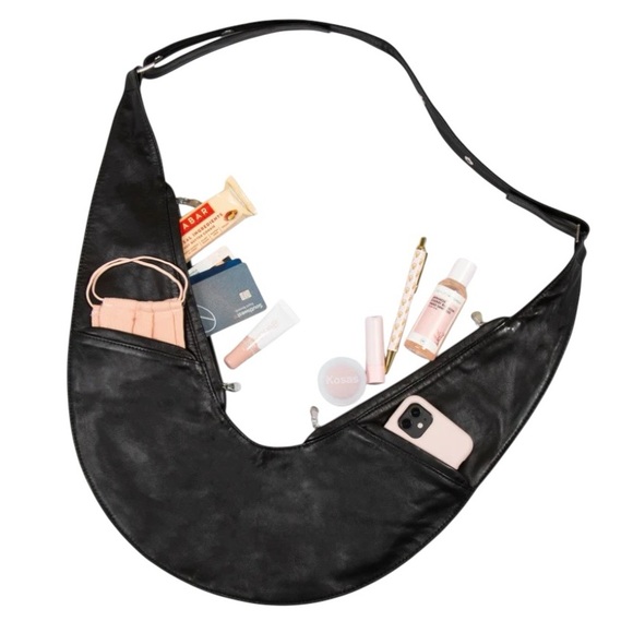 SASH Bag Black Crossbody Genuine Leather Bag with Adjustable Strap - Picture 1 of 10